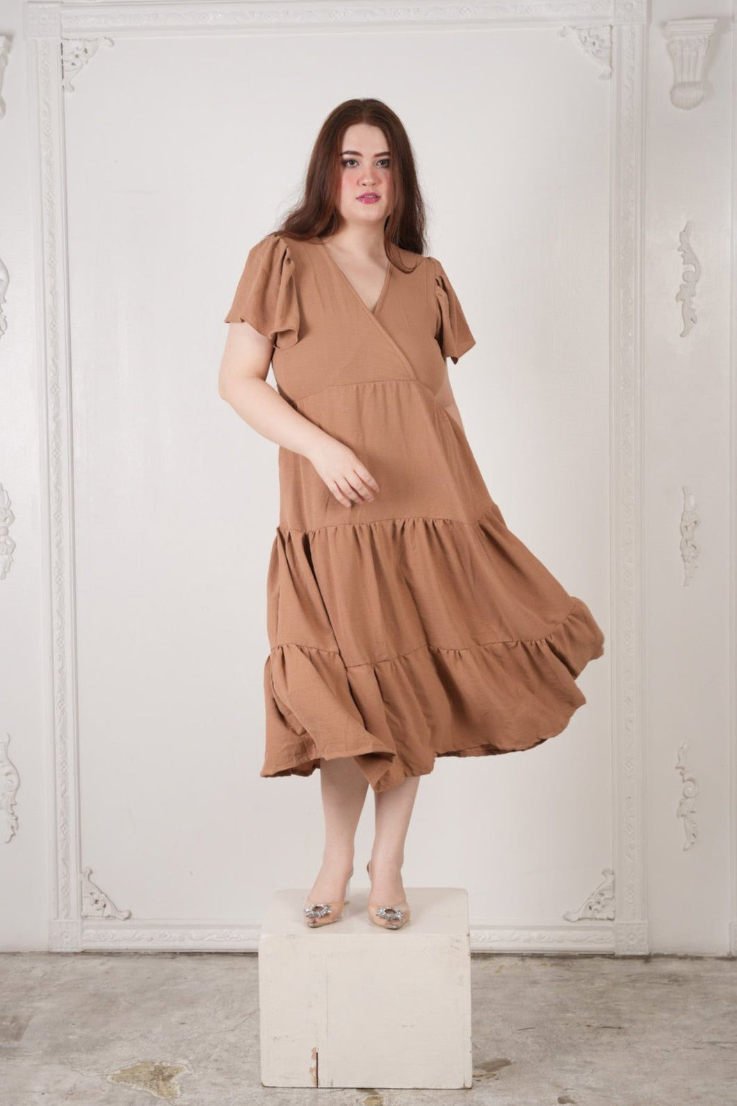 Olivia Long Dress Khaki Brown