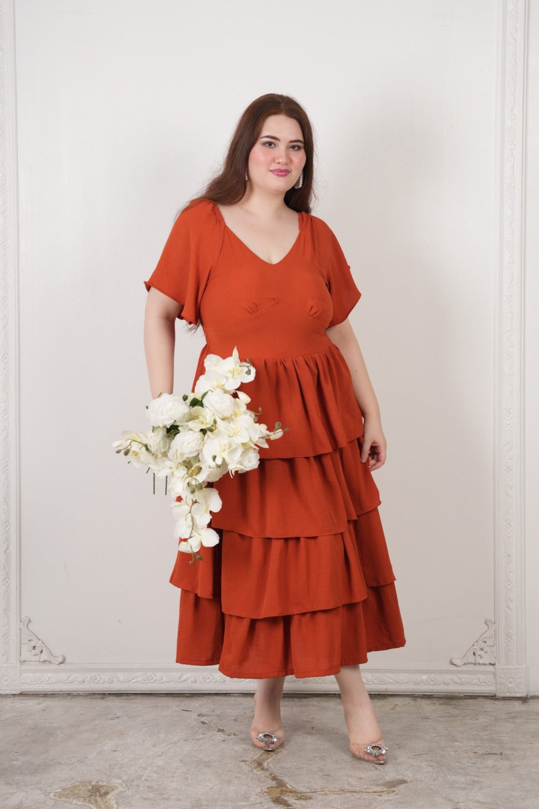 Catherine Layered Dress Rust